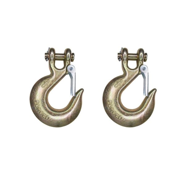 Tie 4 Safe G70 3/8" Clevis Slip Hook Flatbed Truck Trailer Transport Tow Chain Hook, 2PK FH407-38-2